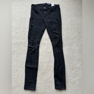 Hollister Black Distressed Low Rise Super Skinny Jeans